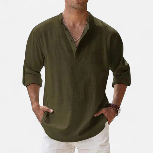 VelroisMode | Men's Linen Henley Shirt – Effortless Summer Sophistication