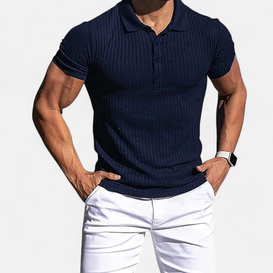 VelroisMode | Men's Striped Stand Collar Polo Shirt – Effortless Summer Style