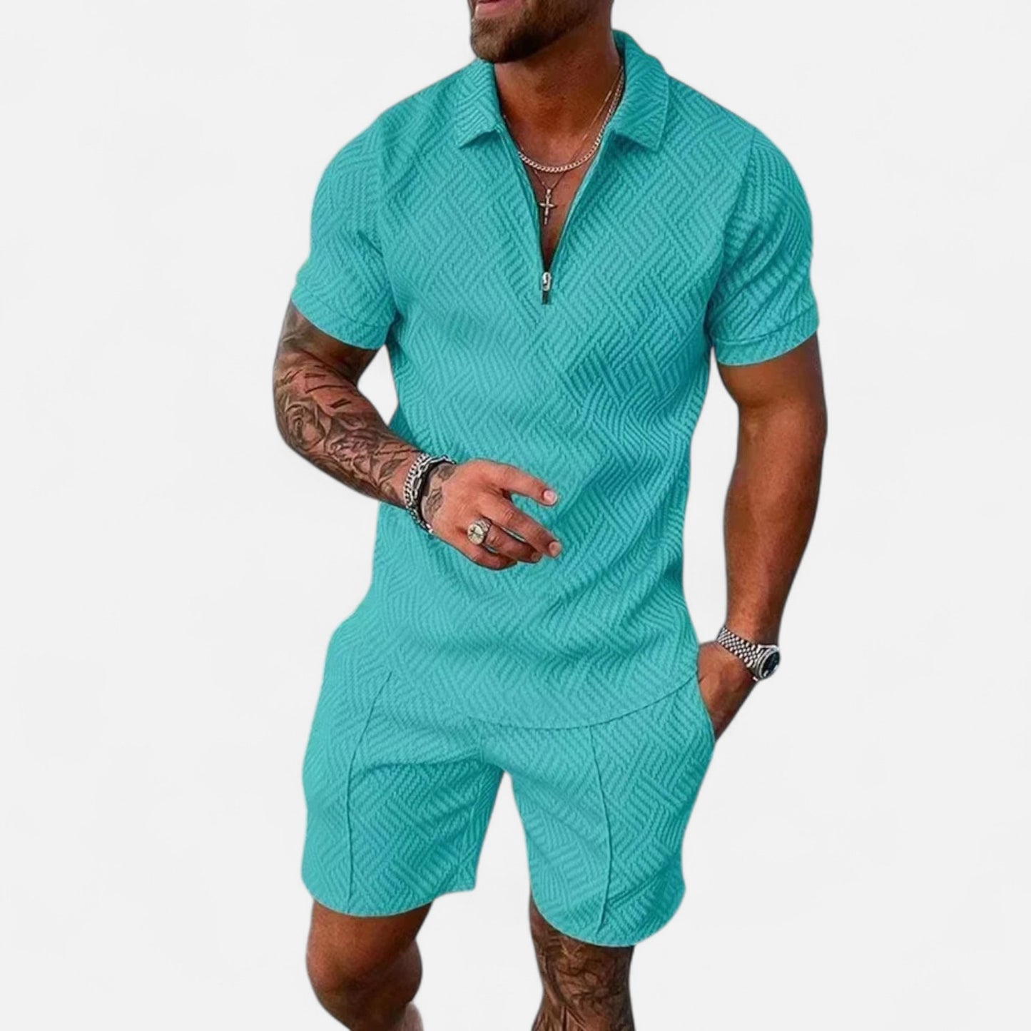 VelroisMode | Men's V-Neck Zip Polo – Contemporary Comfort Meets Urban Sophistication