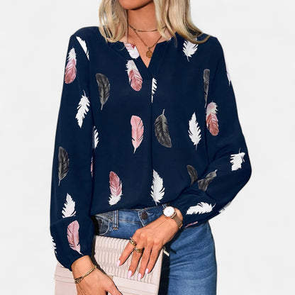 VelroisMode | Women's Long Sleeve Patterned Blouse – Effortless Elegance, Everyday Comfort