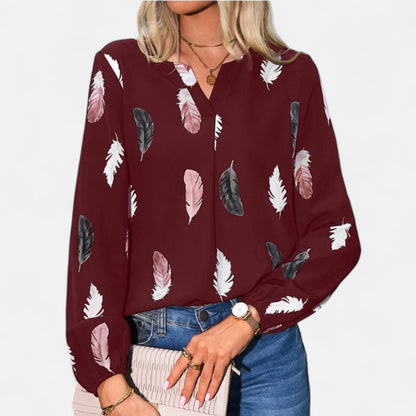 VelroisMode | Women's Long Sleeve Patterned Blouse – Effortless Elegance, Everyday Comfort