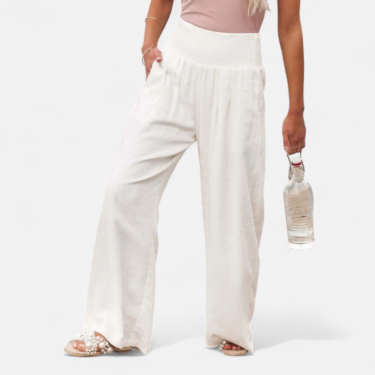 Velroismode | Women's Cotton High-Waist Elastic Pants