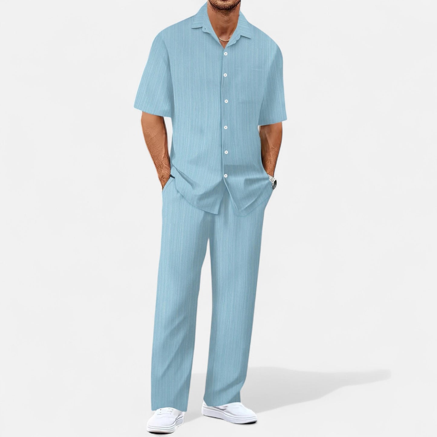 VelroisMode | Men's Casual Business Shirt & Trousers Set – Effortless Style, Everyday Comfort