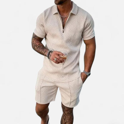 VelroisMode | Men's V-Neck Zip Polo – Contemporary Comfort Meets Urban Sophistication