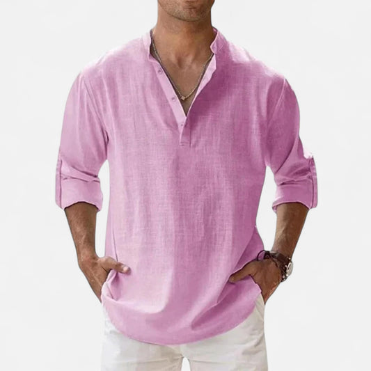 VelroisMode | Men's Linen Henley Shirt – Effortless Summer Sophistication