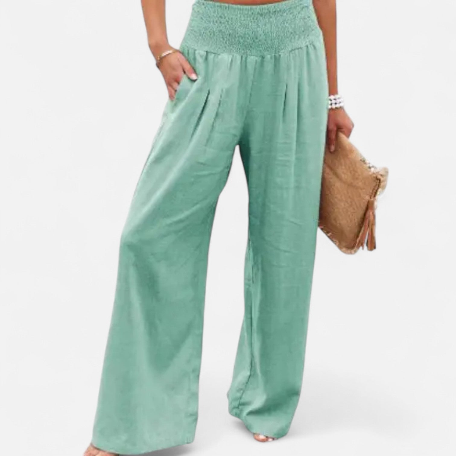 Velroismode | Women's Cotton High-Waist Elastic Pants