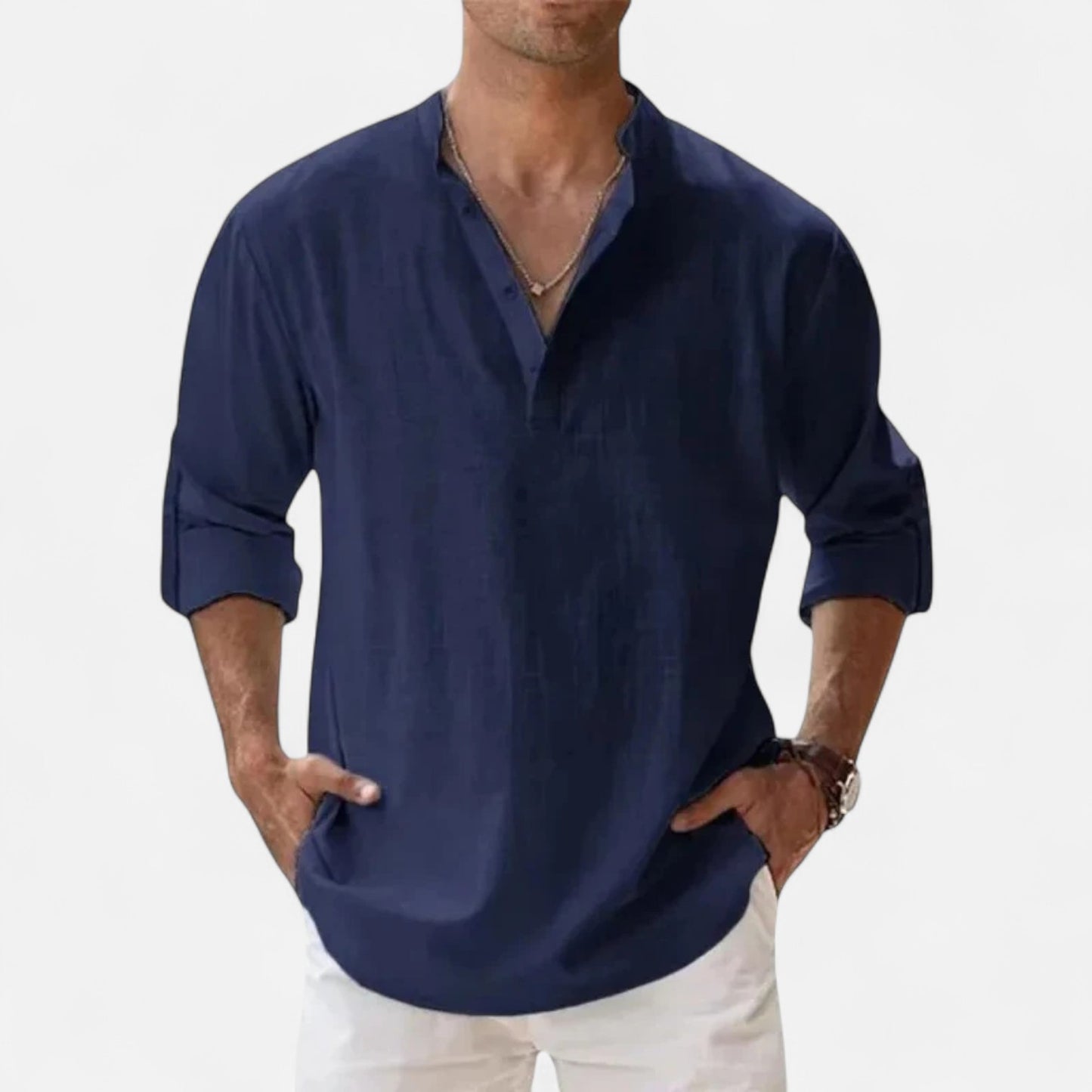VelroisMode | Men's Linen Henley Shirt – Effortless Summer Sophistication
