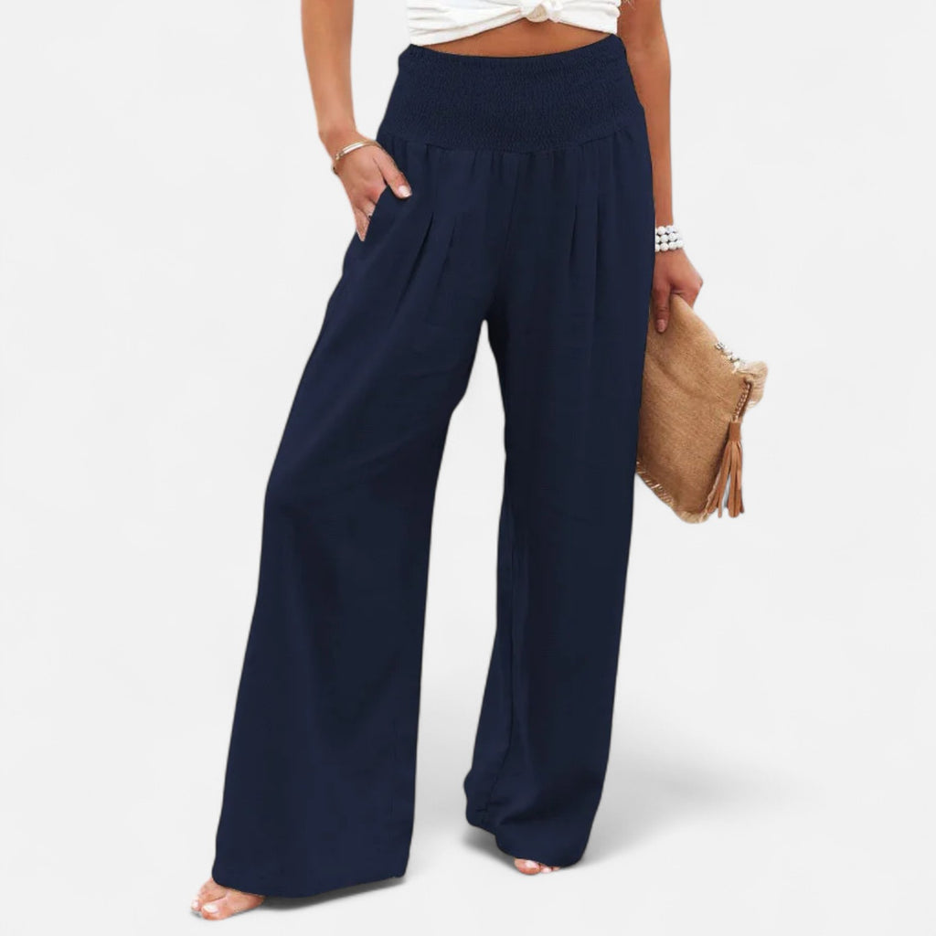 Velroismode | Women's Cotton High-Waist Elastic Pants