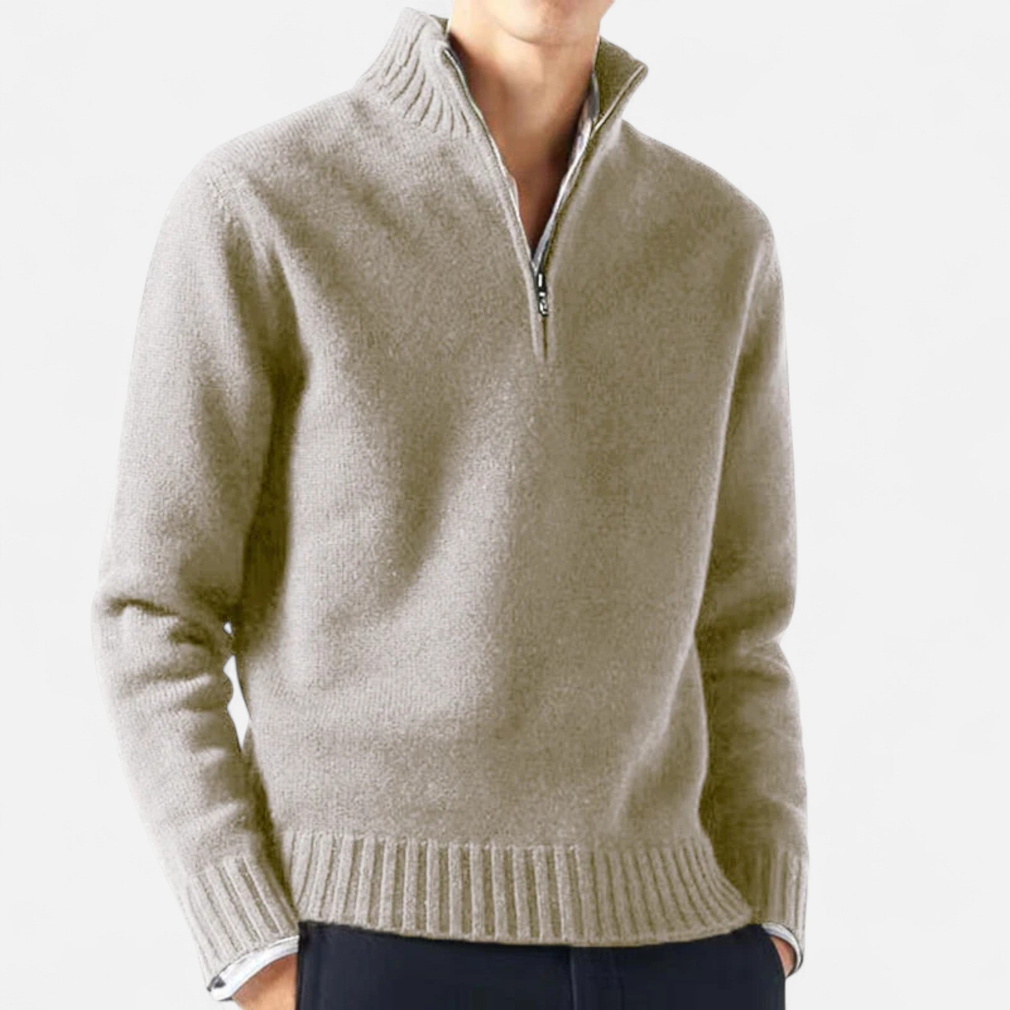 Velroismode | Men’s Long Sleeve Casual Zip-Up Sweater