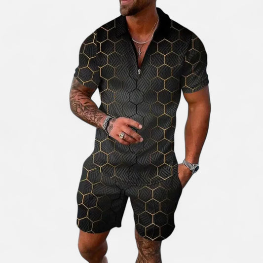 VelroisMode | Men's V-Neck Zip Polo – Contemporary Comfort Meets Urban Sophistication