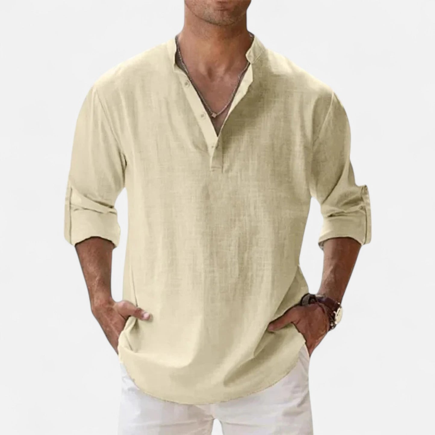 VelroisMode | Men's Linen Henley Shirt – Effortless Summer Sophistication