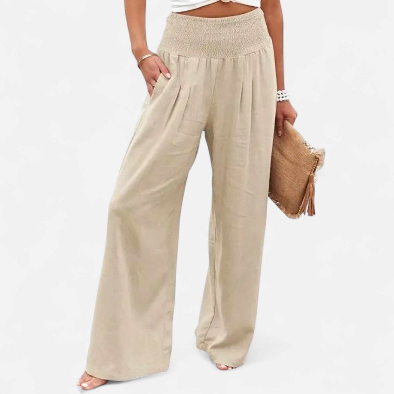 Velroismode | Women's Cotton High-Waist Elastic Pants